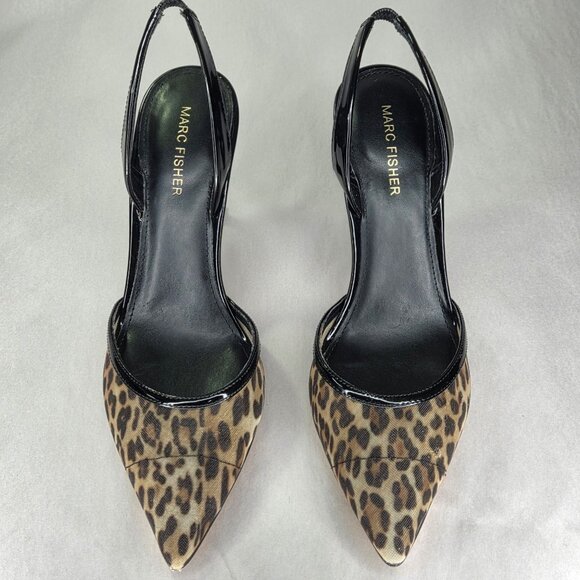 Marc Fisher Women's Hadya Slingback Pumps - Leopard Mesh - Picture 3 of 7